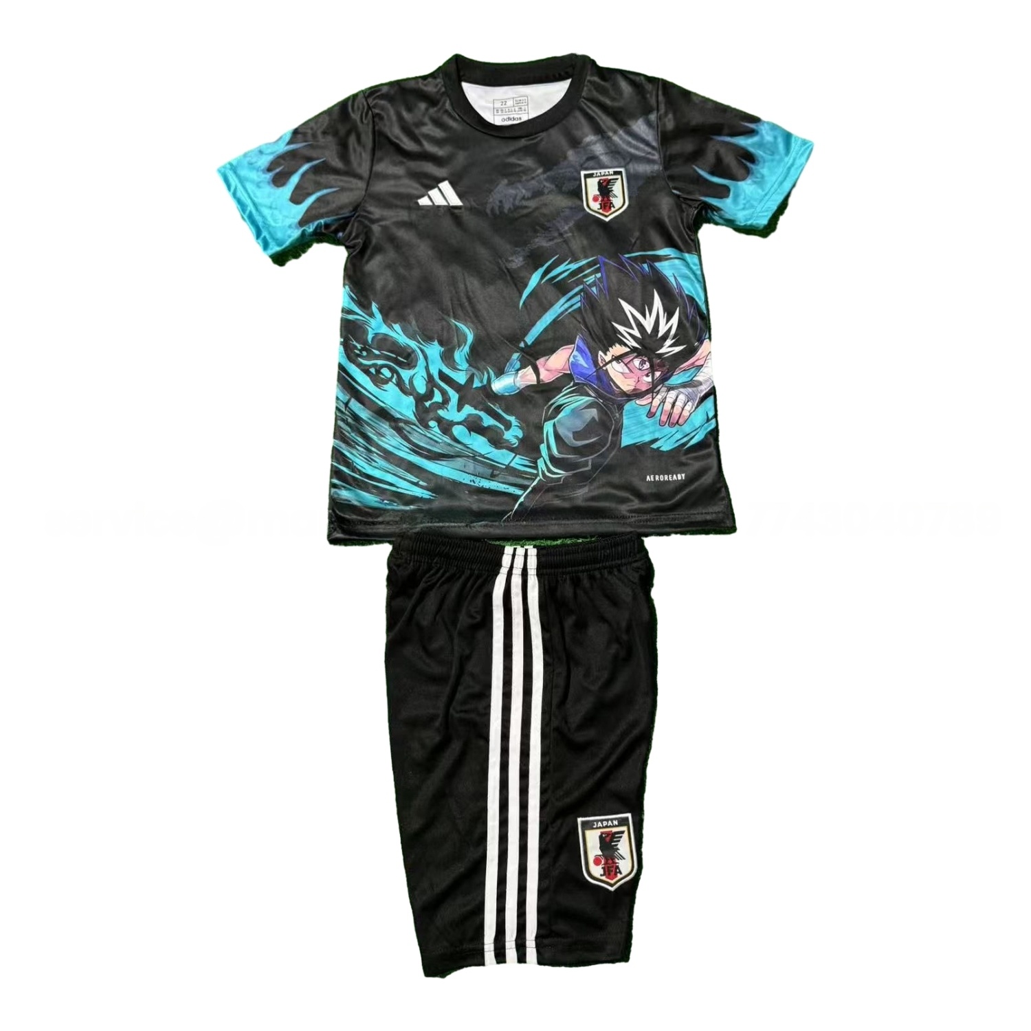 Japan 25-26 Yu Yu Hakusho Hiei Black Dragon Wave Black Special Kids Kit - UnitedFutballJersey