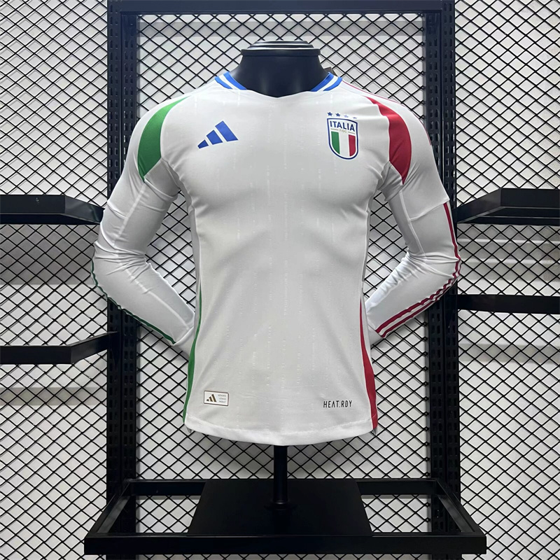 Italy 2024 Away Stadium Long Sleeve Jersey - Player Version - UnitedFutballJersey