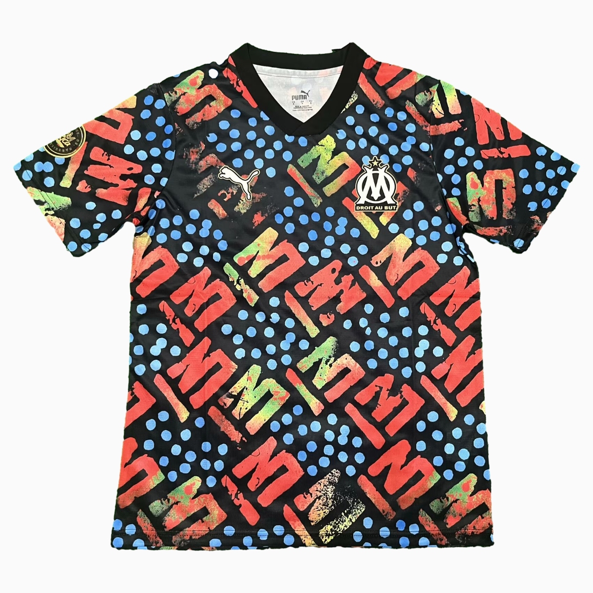Marseille 24-25 Black Graffiti Pre-match Training Jersey - Fans Version - UnitedFutballJersey