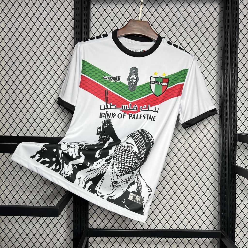 Club Deportivo Palestino 24-25 White Graffiti Jersey - Fans Version - UnitedFutballJersey
