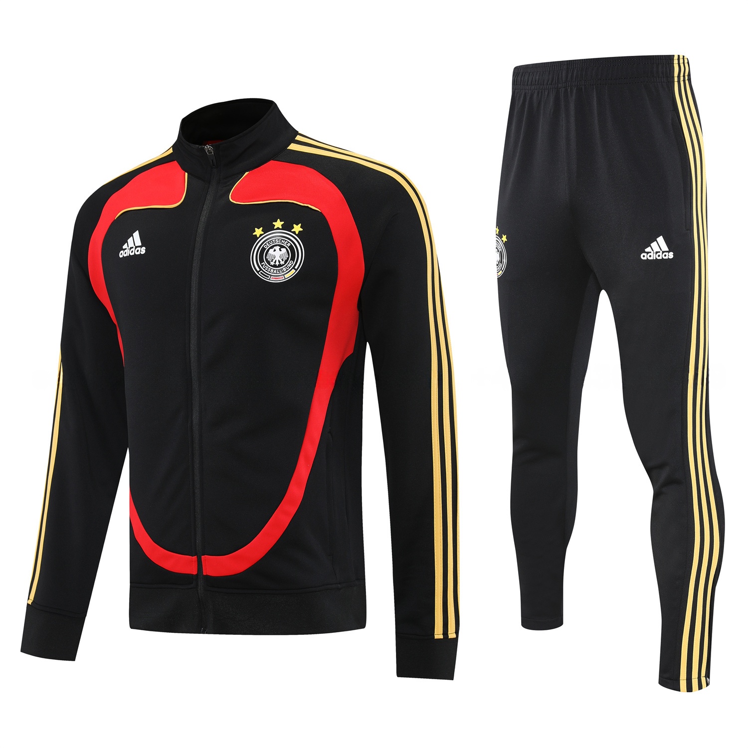 Germany 25-26 Jacket Training Tracksuit - Black Jackets & Black Pants - UnitedFutballJersey