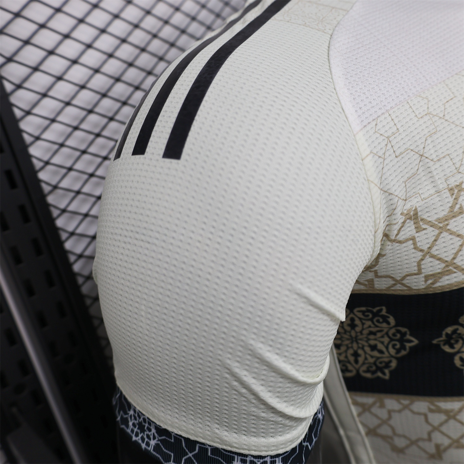 Algeria 25-26 Light Yellow with Black Classical Pattern Jersey - Player Version - UnitedFutballJersey