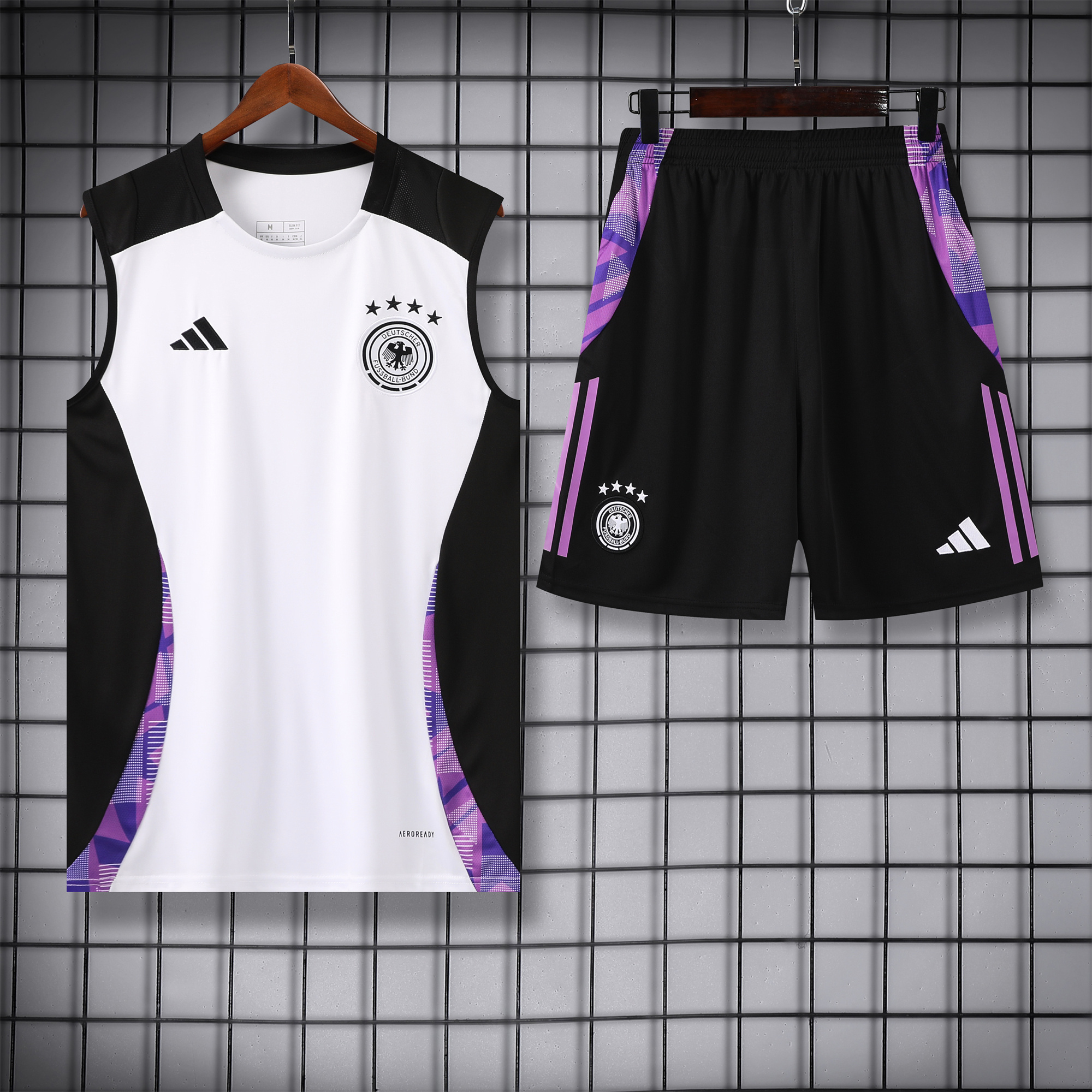 Germany 24-25 Training Vest Suit - White - UnitedFutballJersey