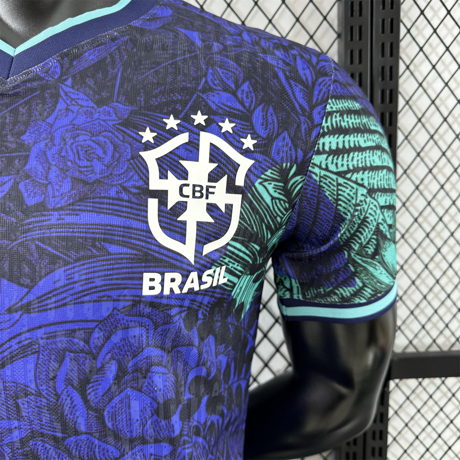 Brazil 25-26 Blue Flowers and Leaves Jersey - Player Version - UnitedFutballJersey