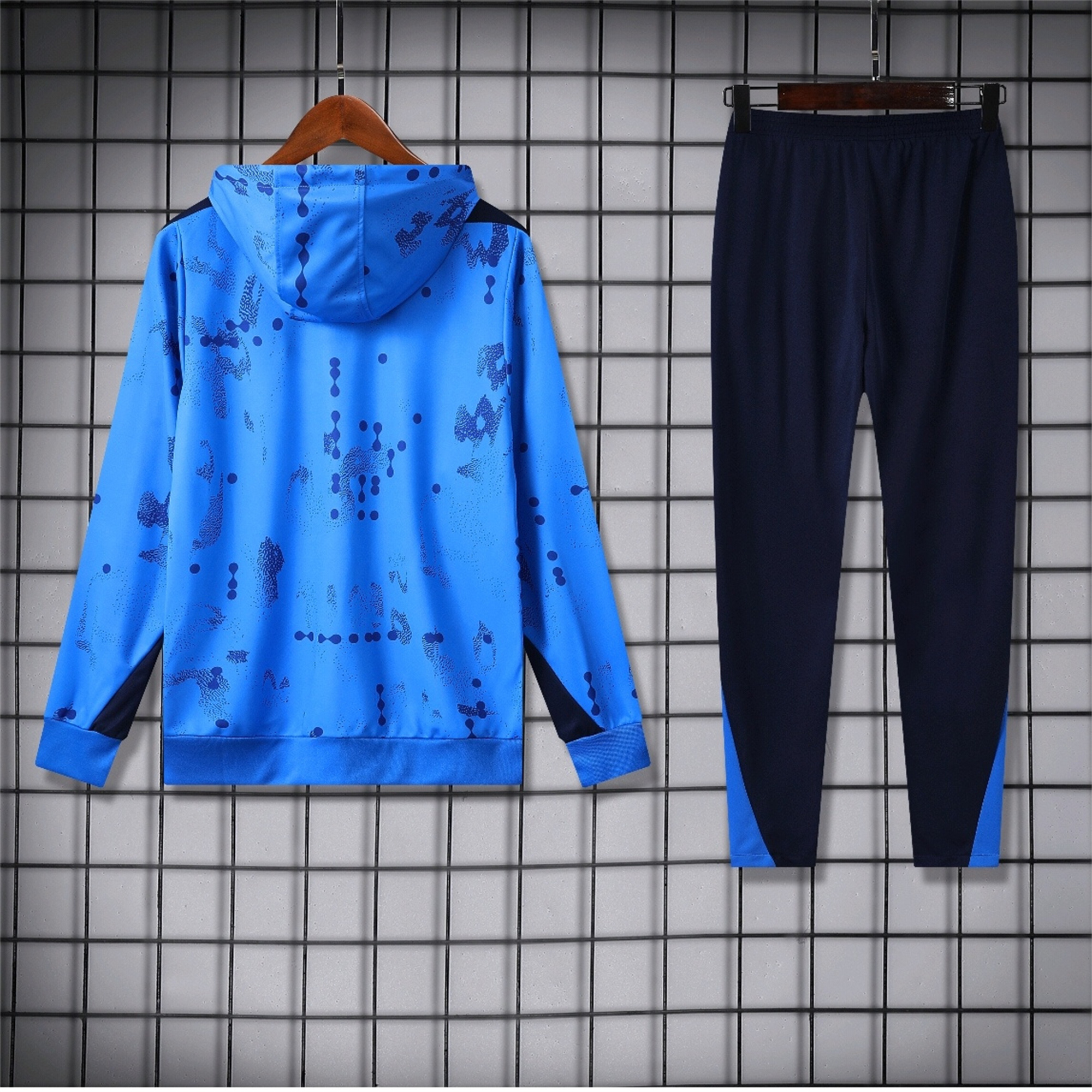 C.H.E.L.S.E.A 24-25 Long Sleeve Training Set - Blue Hoodie and Deep Blue Pants - UnitedFutballJersey