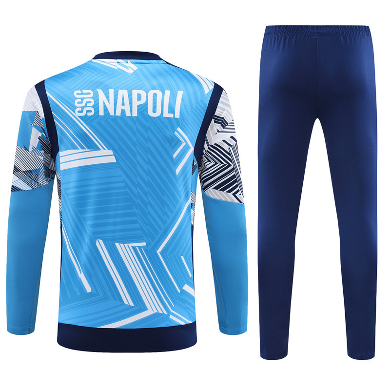 Napoli 24-25 Pre-Match Long Sleeve Training Set - Light Blue Top and Deep Blue Pants - UnitedFutballJersey