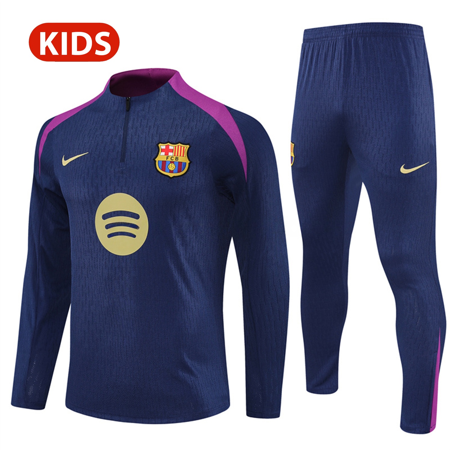 Barcelona 25-26 Kid Long Sleeves Training Set - Royal Blue Top & Royal Blue Pants - UnitedFutballJersey
