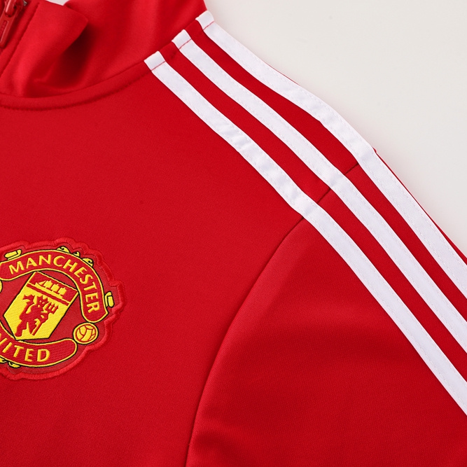 Manchester United 24-25 Jacket Training Tracksuit - Red Top and Black Pants - UnitedFutballJersey