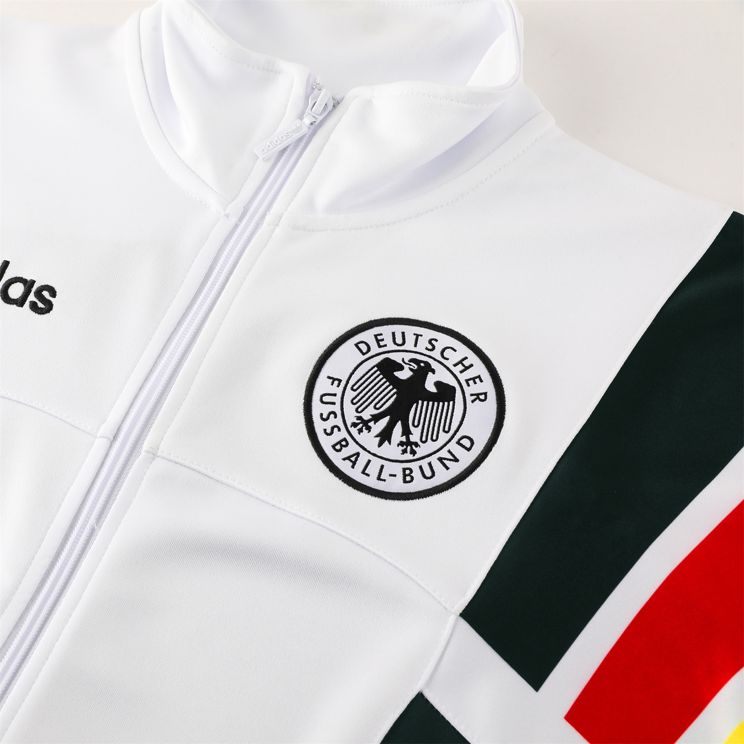 Germany 2024 Jacket Training Tracksuit - White With Yellow, Red And Black Stripe - UnitedFutballJersey
