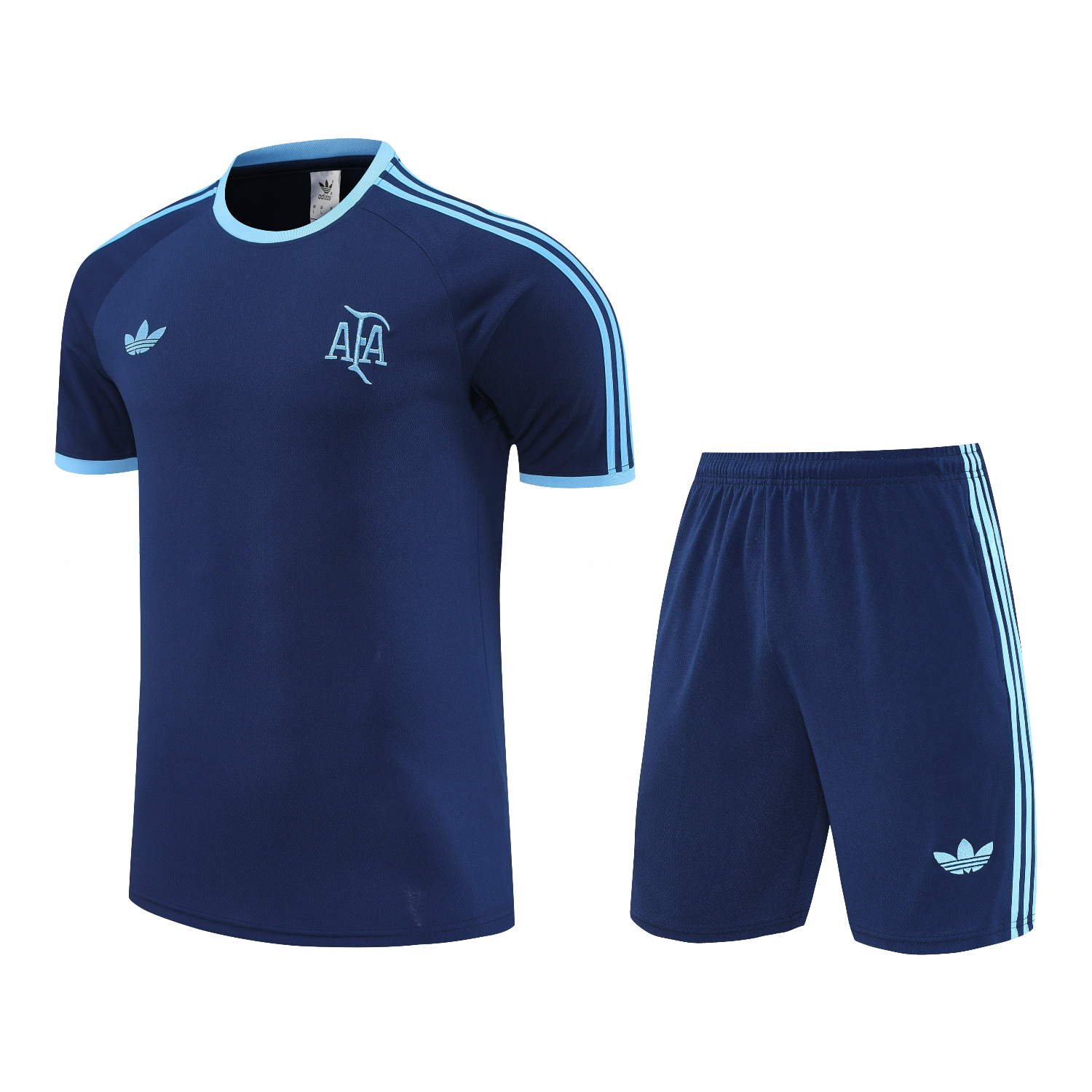 Argentina 25-26 Short-Sleeve Training Set - Deep BlueTop & Deep Blue Shorts - UnitedFutballJersey