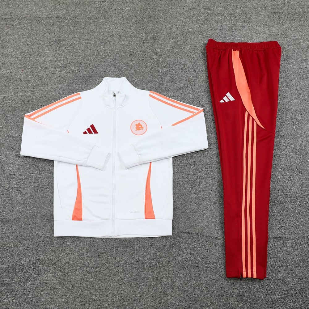 AS Roma 24-25 Originals LFSTLR Jacket Training Tracksuit - White Top and Red Pant - UnitedFutballJersey