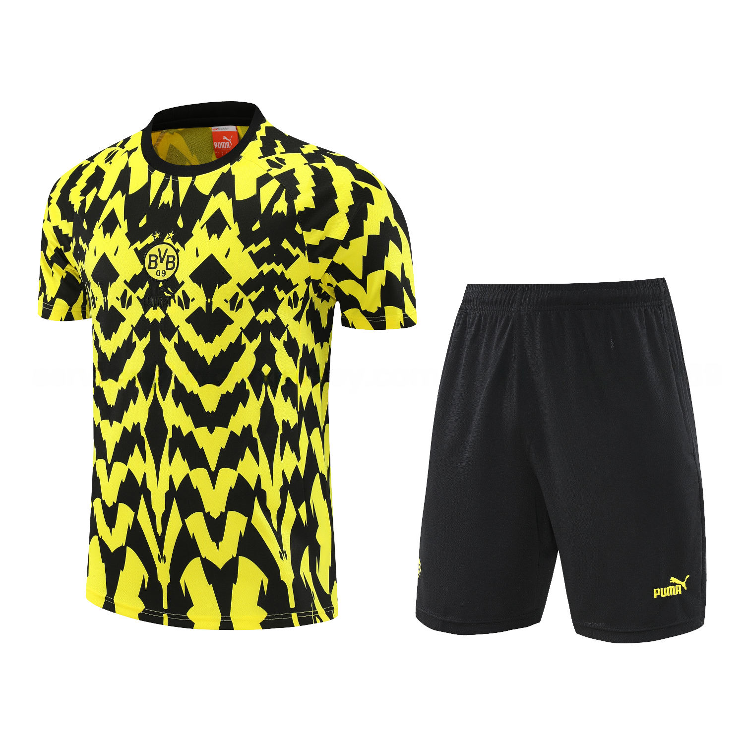 Dortmund 25-26 Short-Sleeve Training Set - Yellow Top & Black Shorts - UnitedFutballJersey