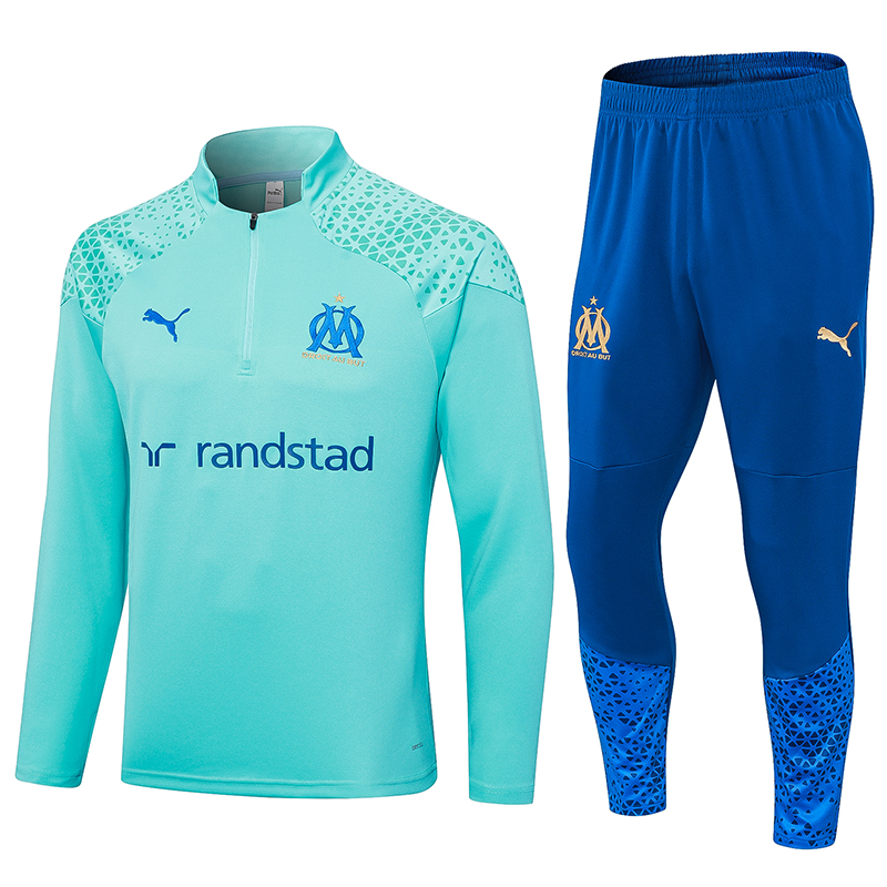 Marseille 23-24 Kids Long Sleeve Training Set Light Blue - UnitedFutballJersey