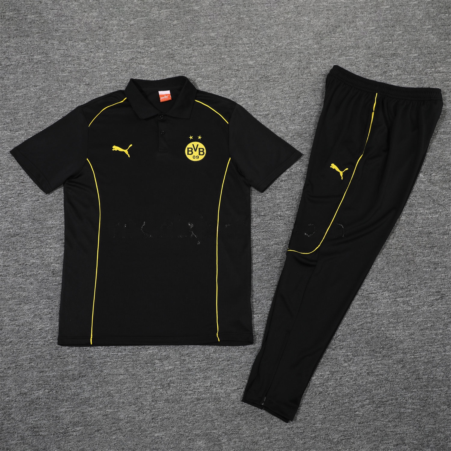 Dortmund 25-26 POLO Short-Sleeve Training Set - Black Top and Pants - UnitedFutballJersey