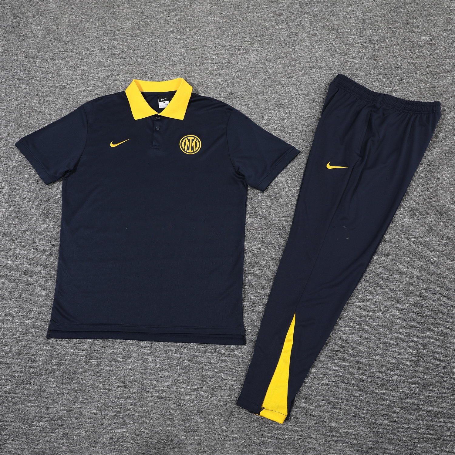 Inter Milan 25-26 POLO Short-Sleeve Training Set - Black Top and Pants - UnitedFutballJersey