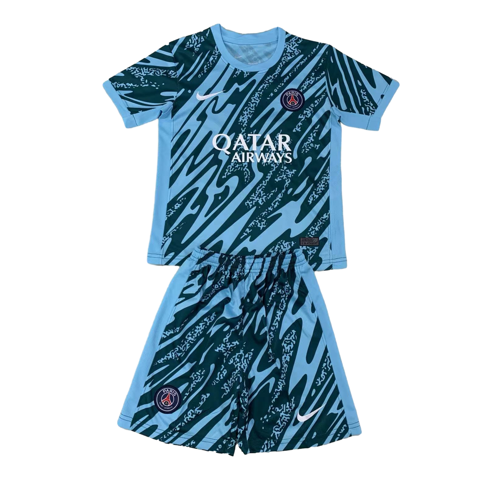 Paris Saint-Germain PSG 24-25 Goalkeeper Kids Kit - Lake Blue - UnitedFutballJersey