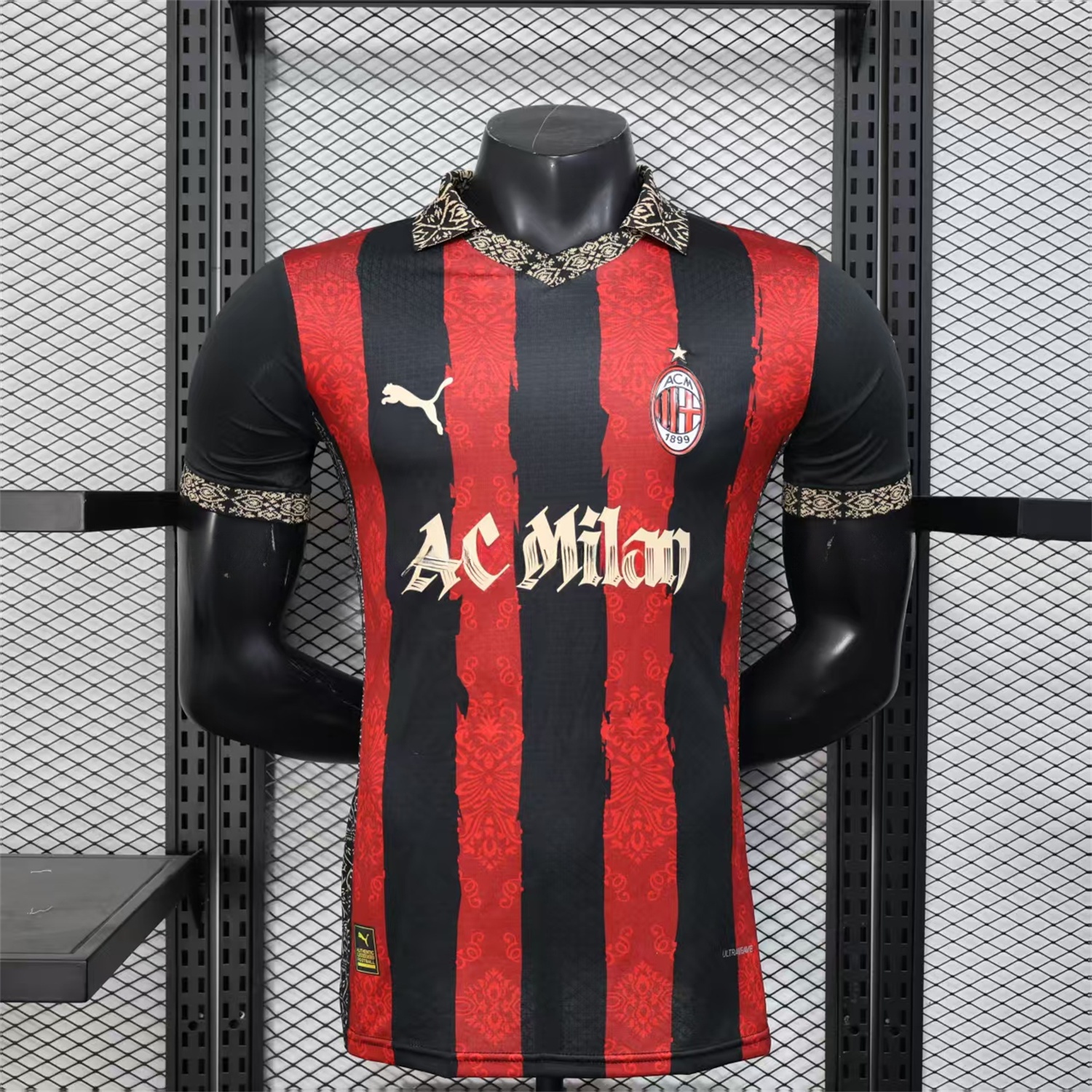 AC Milan 25-26 Team Name Advertisement Red & Black POLO Special Jersey - Player Version - UnitedFutballJersey