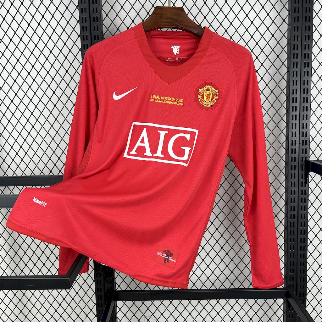 Retro Manchester United 07-08 Champions League Final Home Long Sleeve Jersey - UnitedFutballJersey