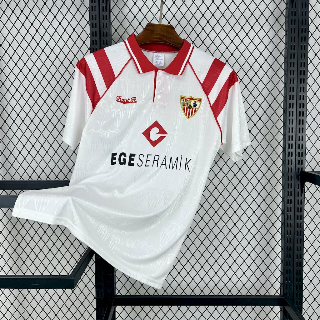 Retro Sevilla FC 1992-93 Home Jersey with Chest Sponsor - UnitedFutballJersey