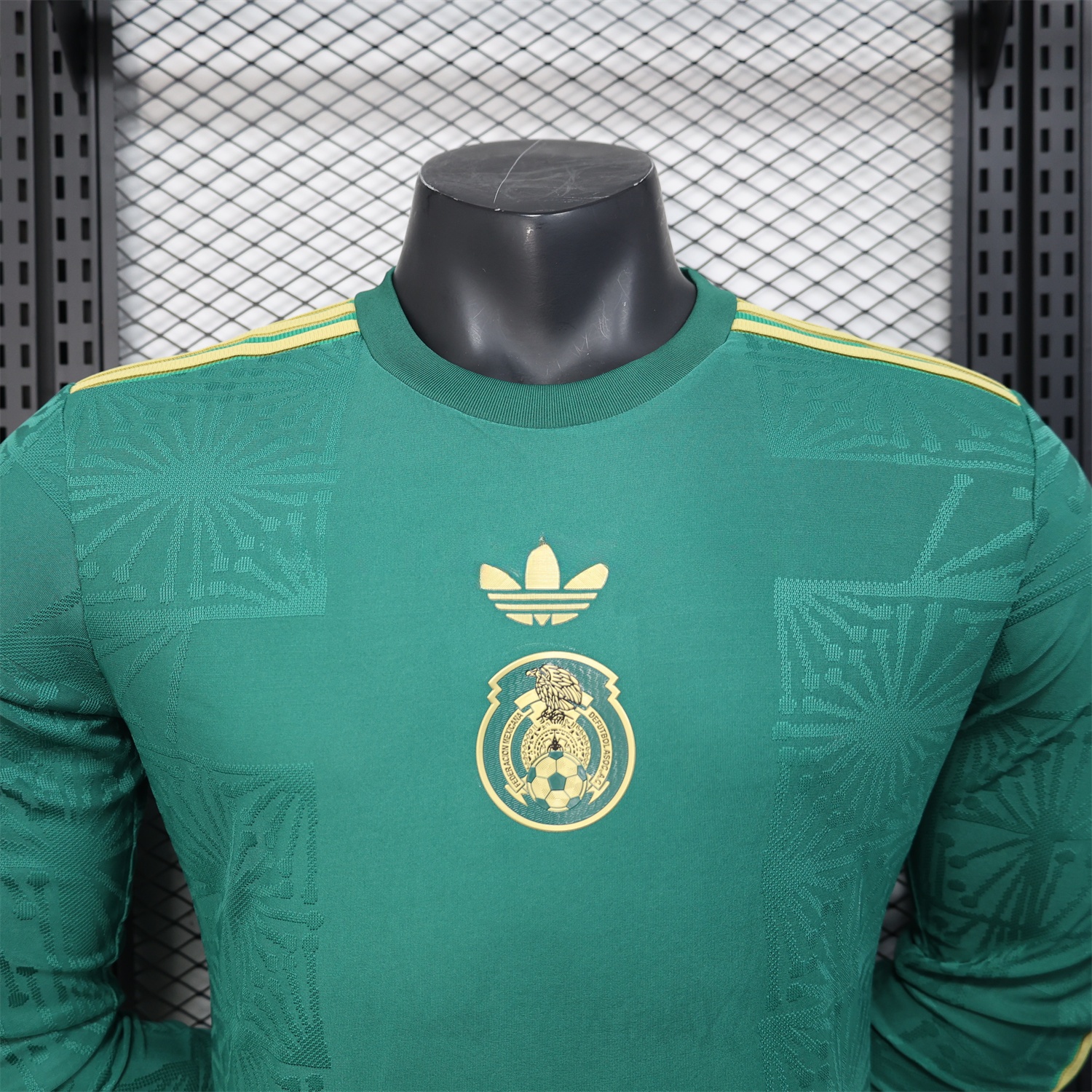 Mexico 2025 Gold Cup Green Long Sleeves Jersey - Player Version - UnitedFutballJersey