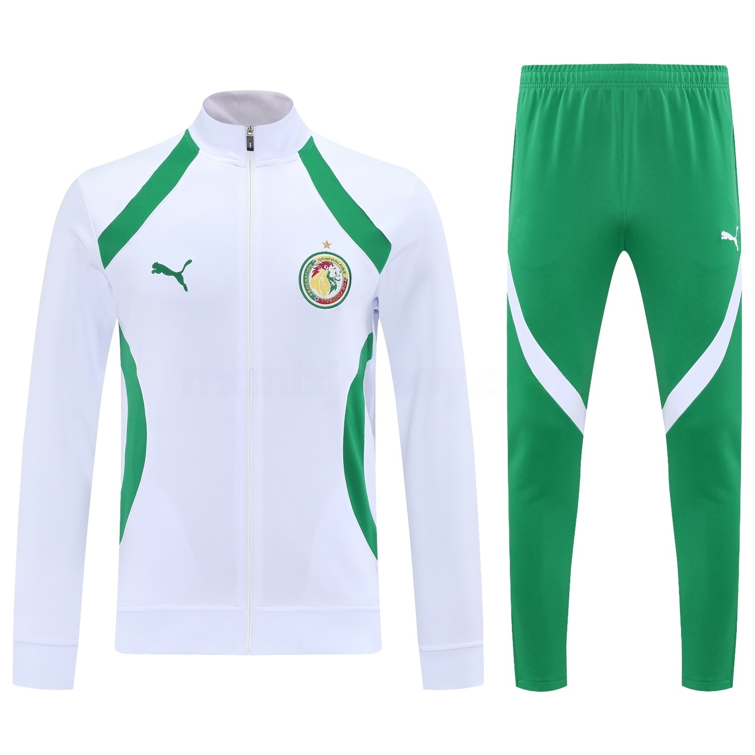 Senegal 25-26 Jacket Training Tracksuit - White Jackets & Green Pants - UnitedFutballJersey