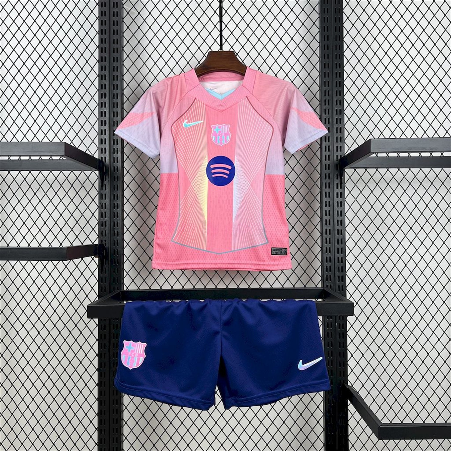 B.A.R.S.A 25-26 T90 White Lines Pink Gradient Special Kids Kit - UnitedFutballJersey
