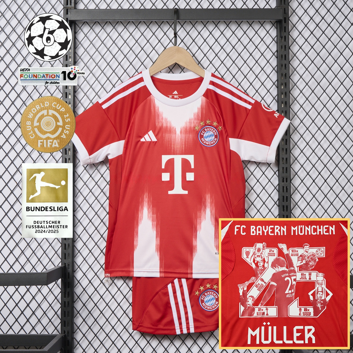 Bayern Munich 25-26 Home Müller Limited Edition Kids Kit - UnitedFutballJersey