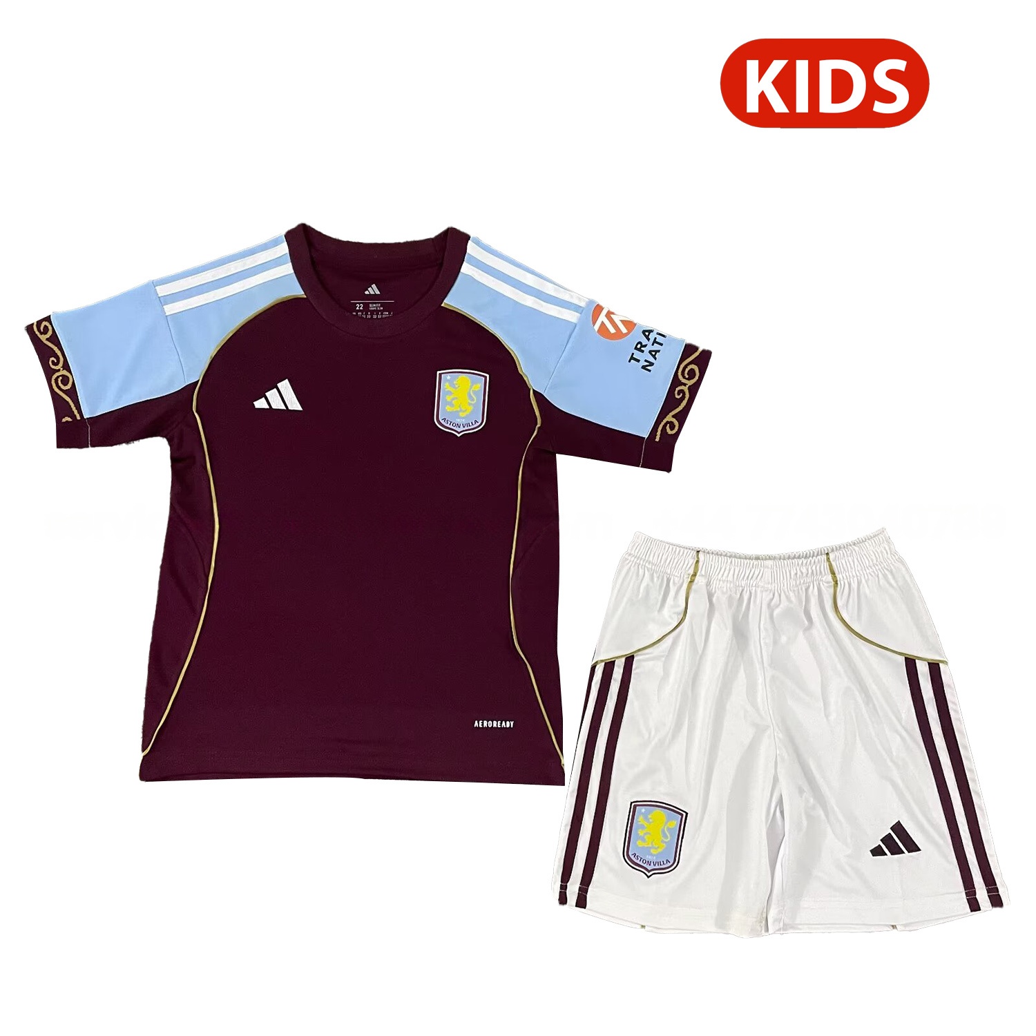 Aston Villa 25-26 Home Unsponsored Kids Kit - UnitedFutballJersey