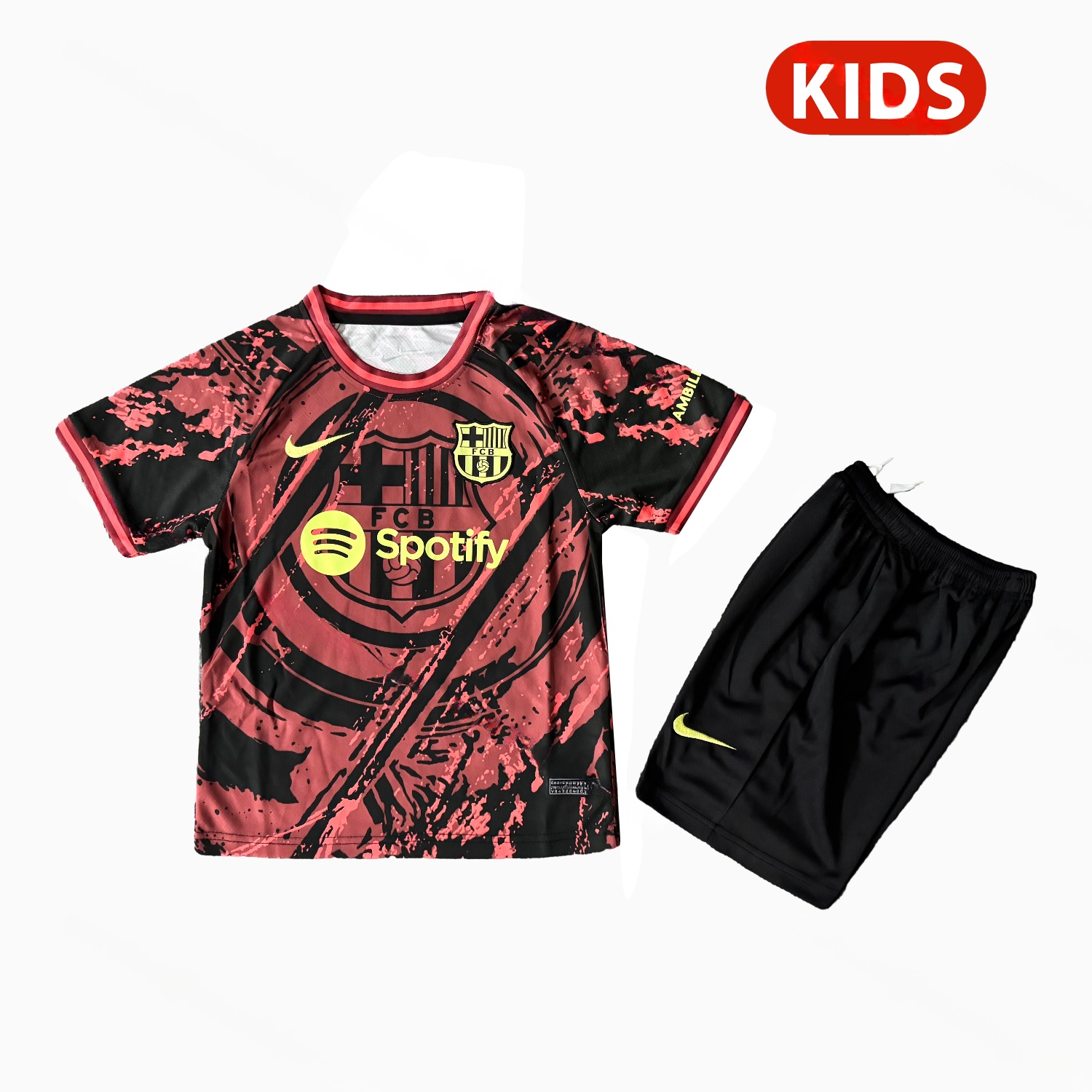 Barcelona 25-26 Big Logo Red Black Special Kids Kit - UnitedFutballJersey