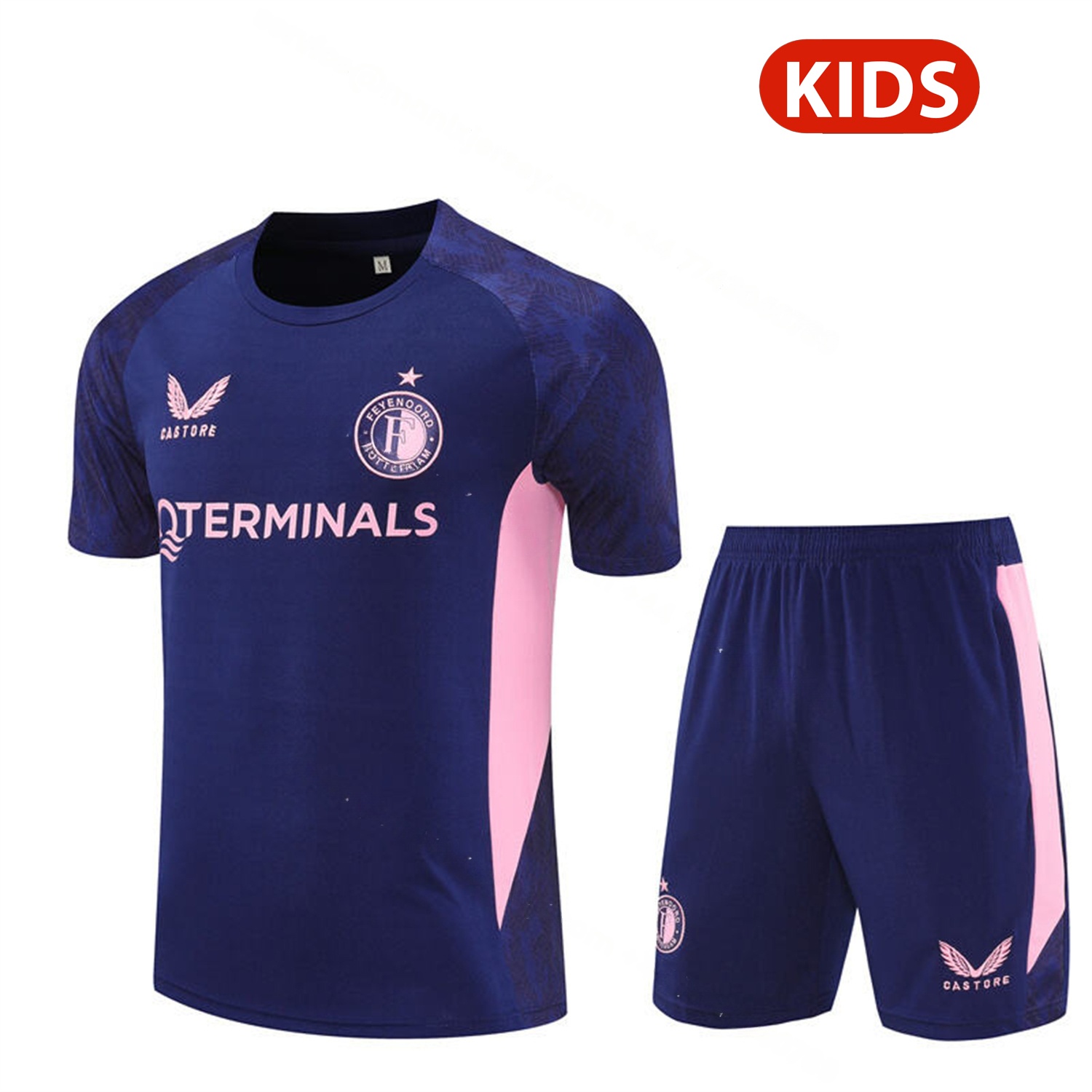 Feyenoord 25-26 Kids Short-Sleeve Training Set - Royal Blue Top & Royal Blue Shorts - UnitedFutballJersey
