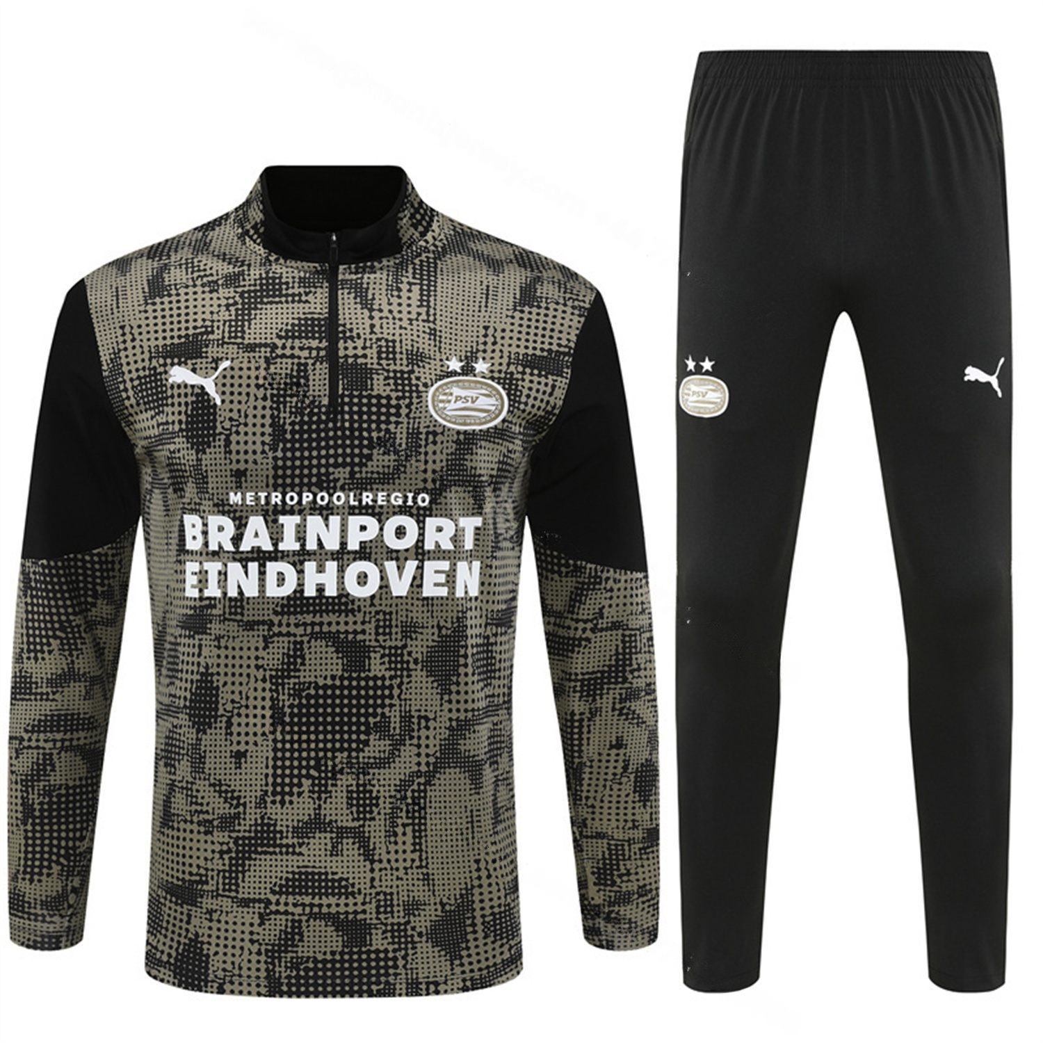 PSV Eindhoven 25-26 Long Sleeve Training Set - Army Green Top & Black Pants - UnitedFutballJersey