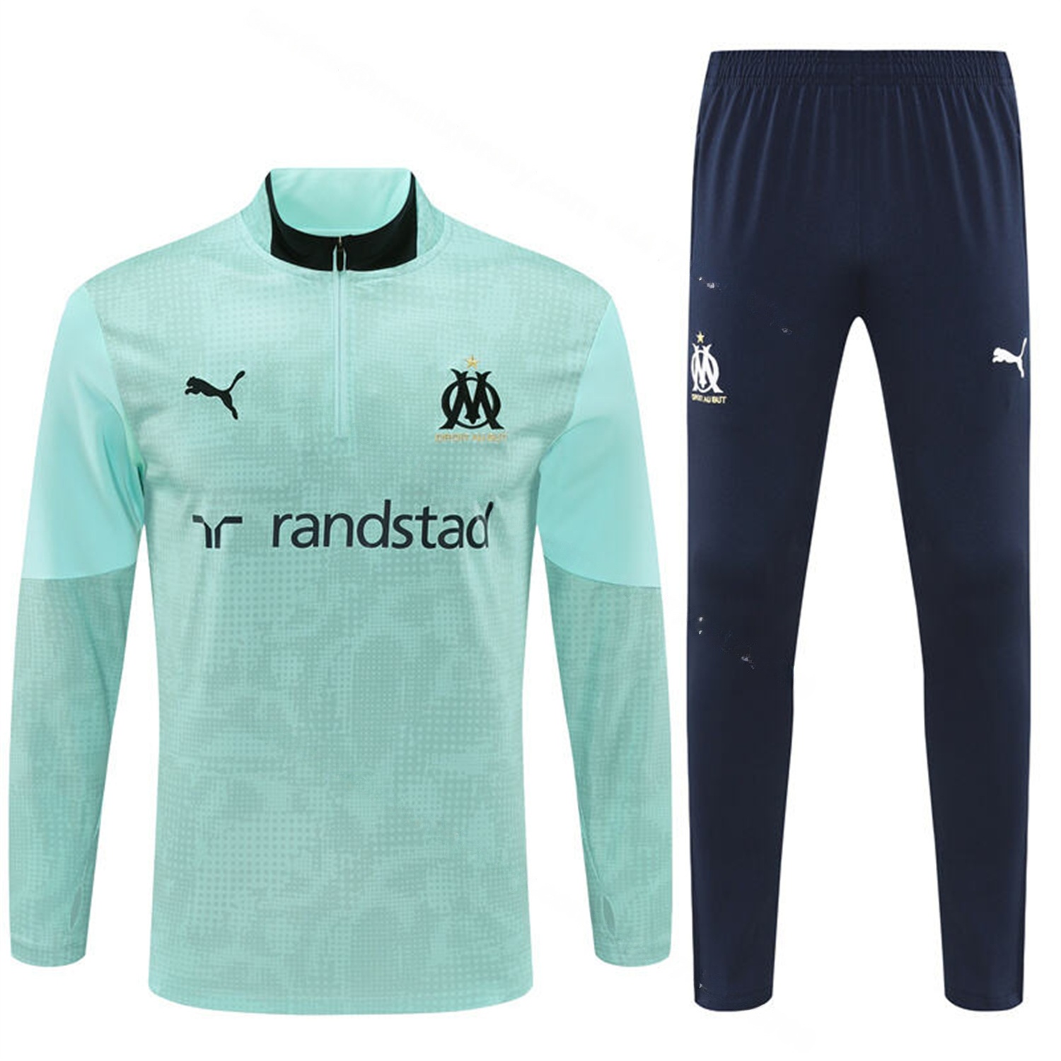 Marseille 25-26 Long Sleeve Training Set - Nattierblue Top & Deep Blue Pants - UnitedFutballJersey