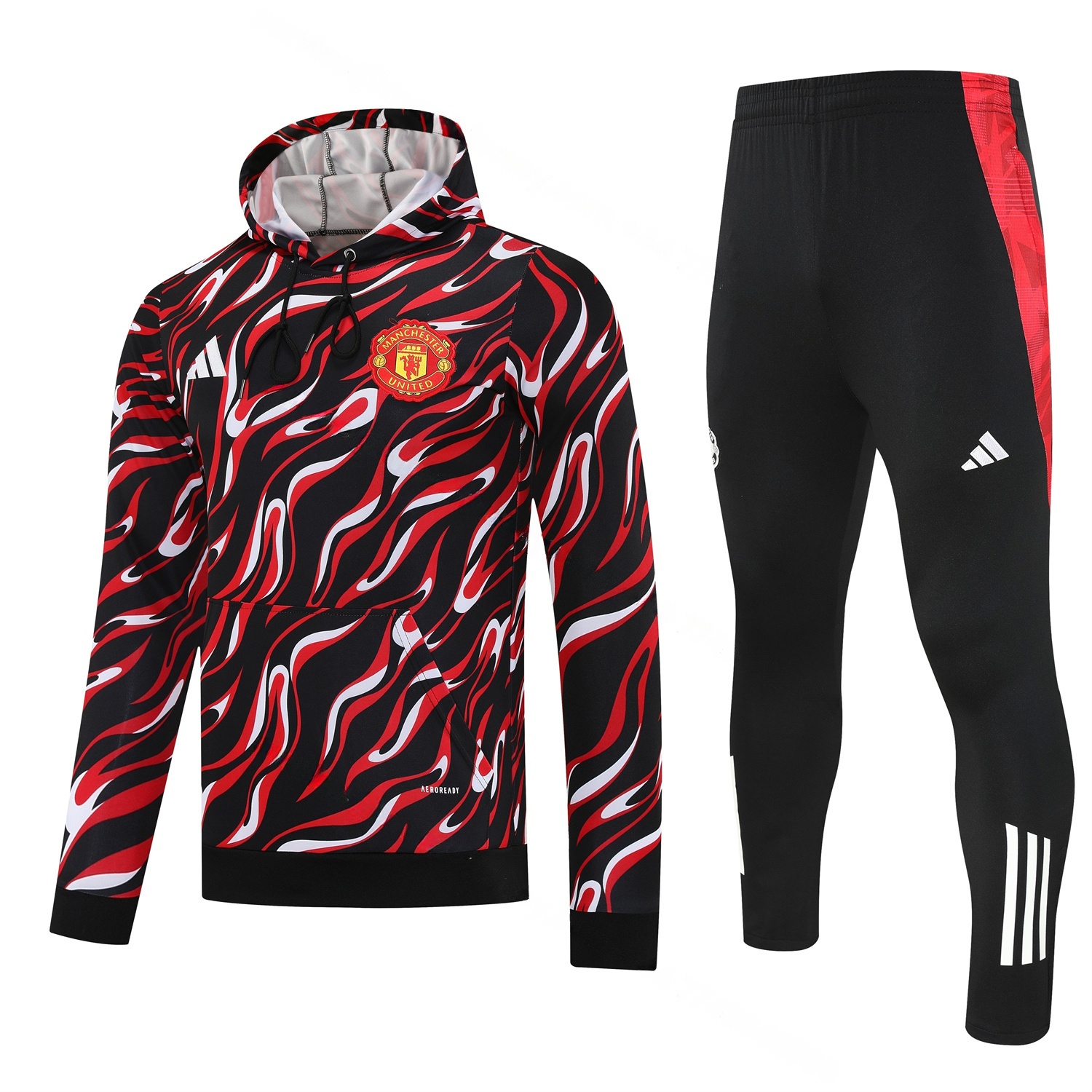 Manchester United 25-26 Traning Hoodie Set - Flowing Red Hoodie With Black Pants - UnitedFutballJersey