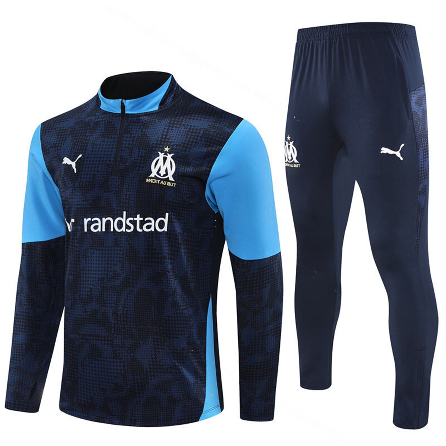Marseille 25-26 Long Sleeve Training Set - Royal Blue Top & Royal Blue Pants - UnitedFutballJersey