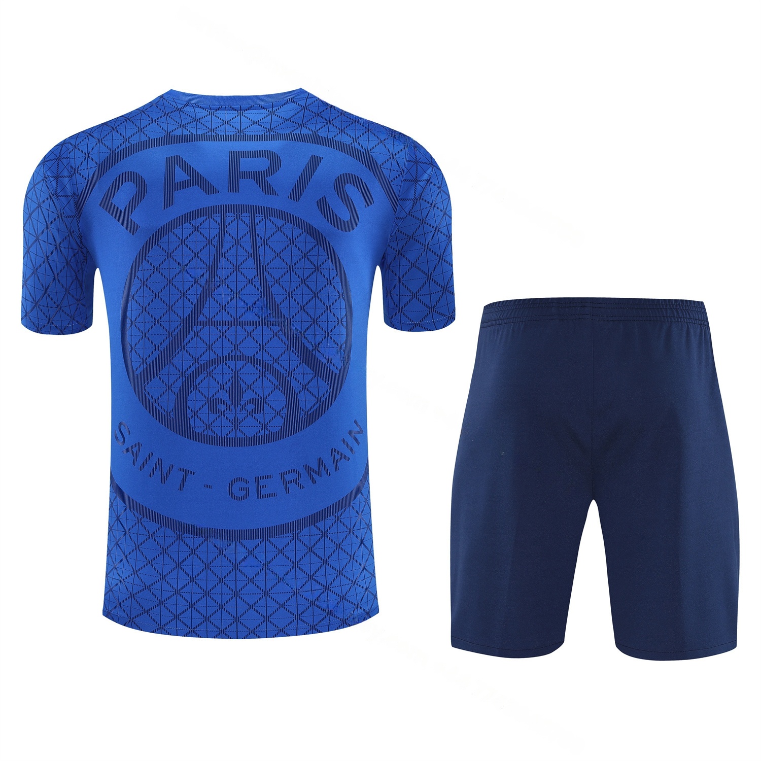 Paris Saint-Germain PSG 25-26 Short-Sleeve Training Set - Blue Top & Deep Blue Shorts - UnitedFutballJersey
