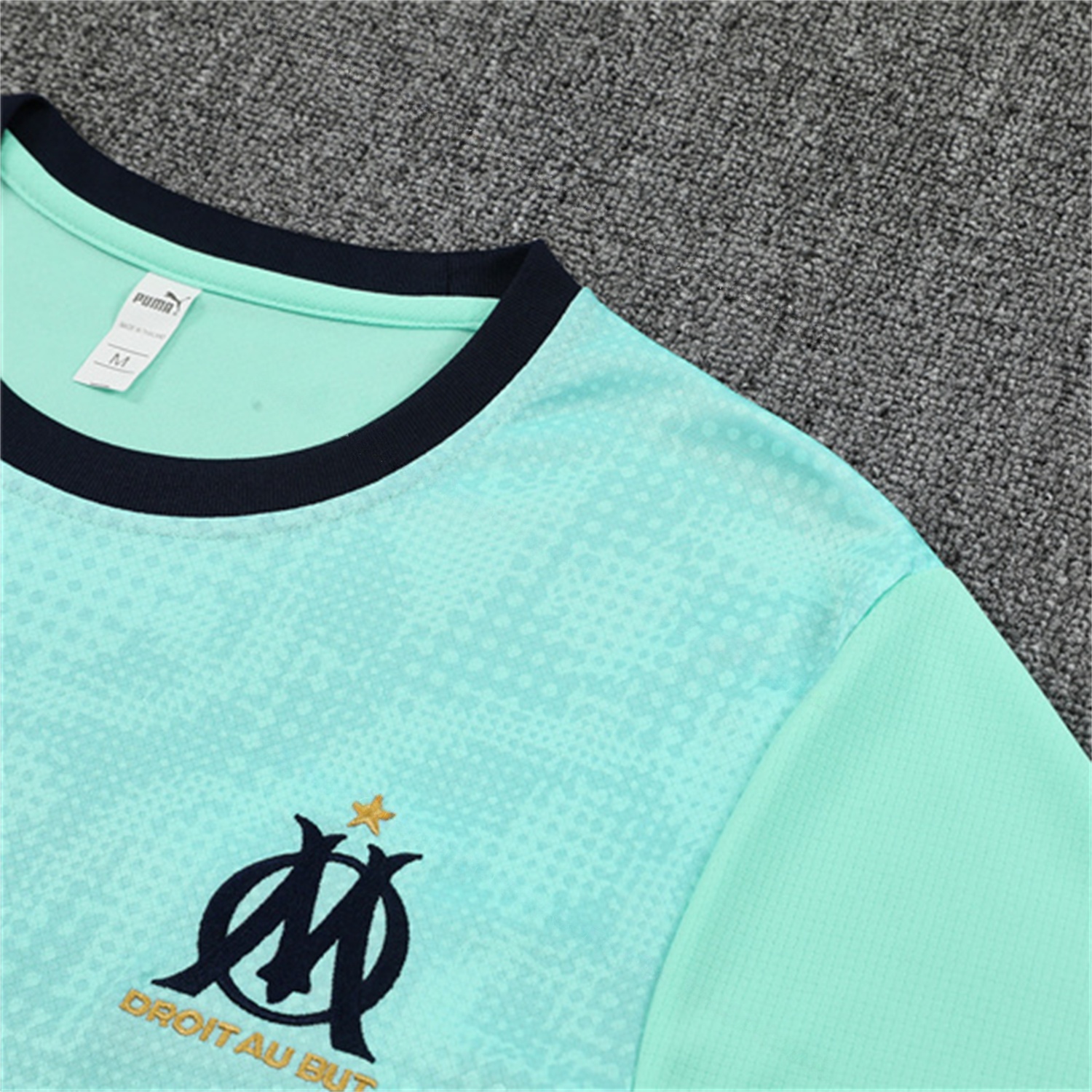 Marseille 25-26 Kids Short-Sleeve Training Set - Nattierblue Top & Deep Blue Pants - UnitedFutballJersey