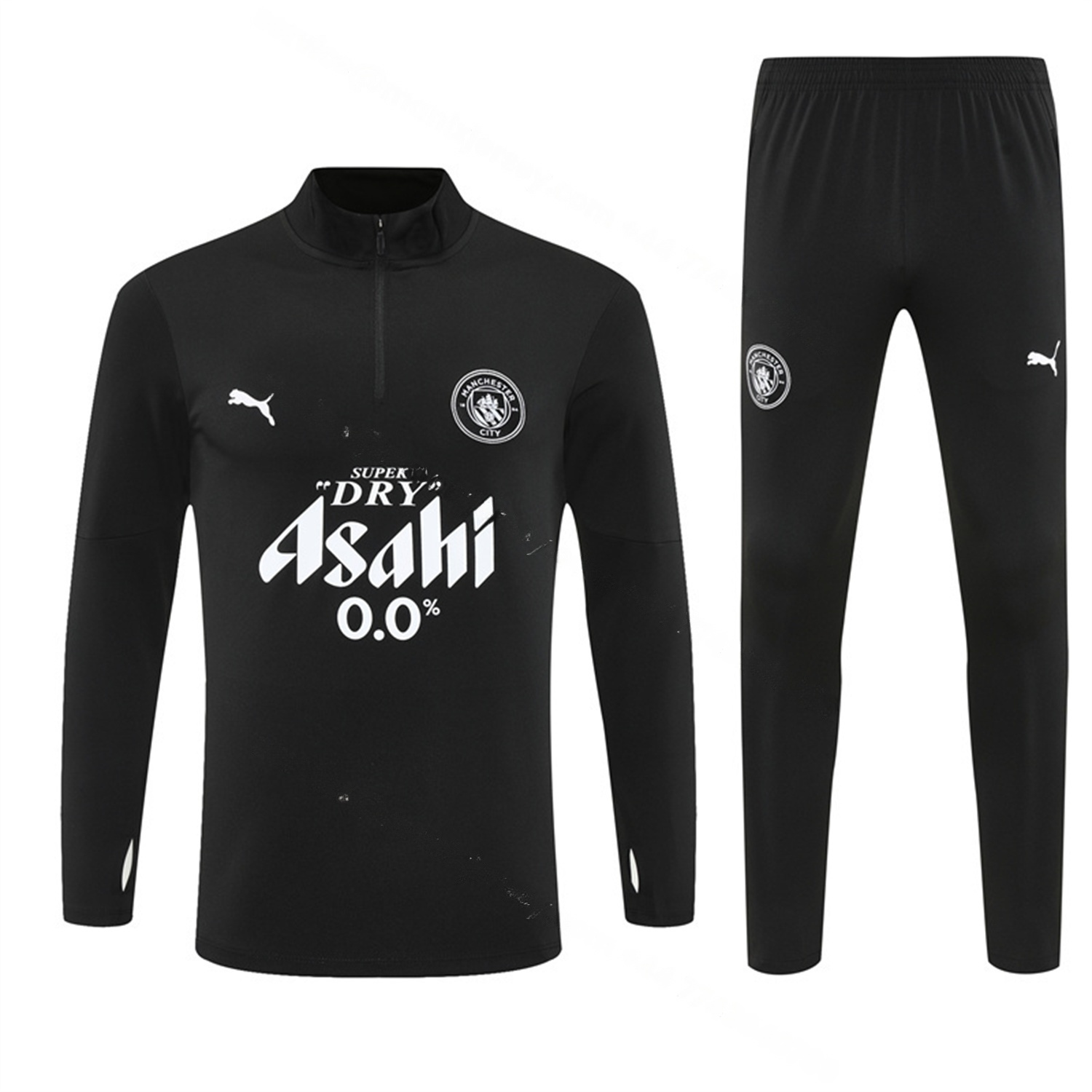 Manchester City 25-26 Kids Long Sleeve Training Set - Black Top & Black Pants - UnitedFutballJersey
