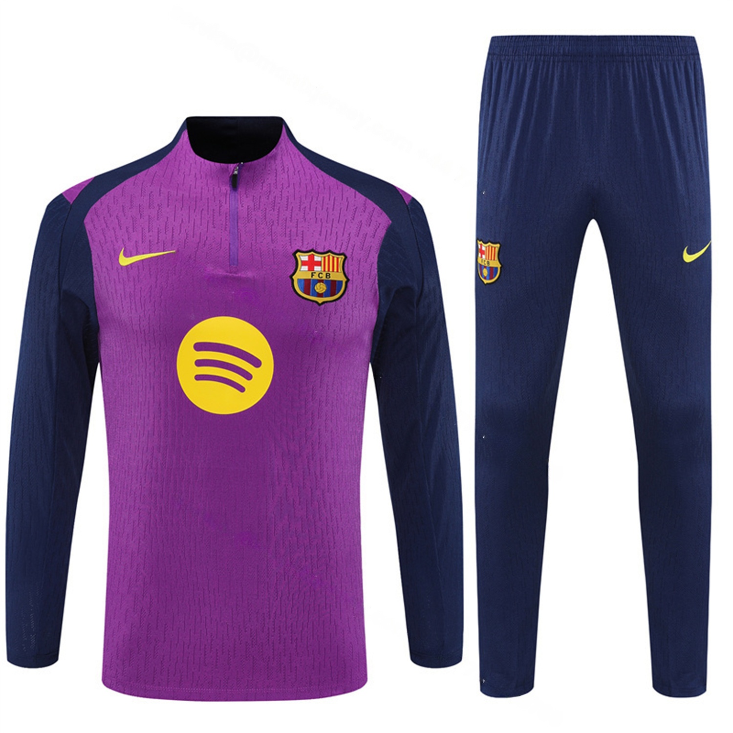 Barcelona 25-26 Kids Long Sleeve Training Set - Purple Top & Deep Blue Pants - UnitedFutballJersey