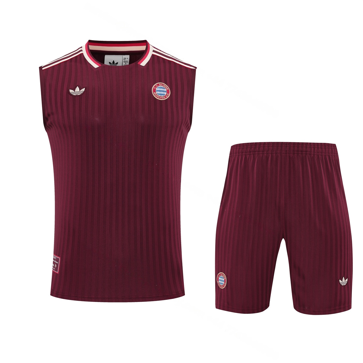 Bayern Munich 25-26 Vest Training Set - Wine Red Lines Vest & Wine Red Lines Shorts - UnitedFutballJersey