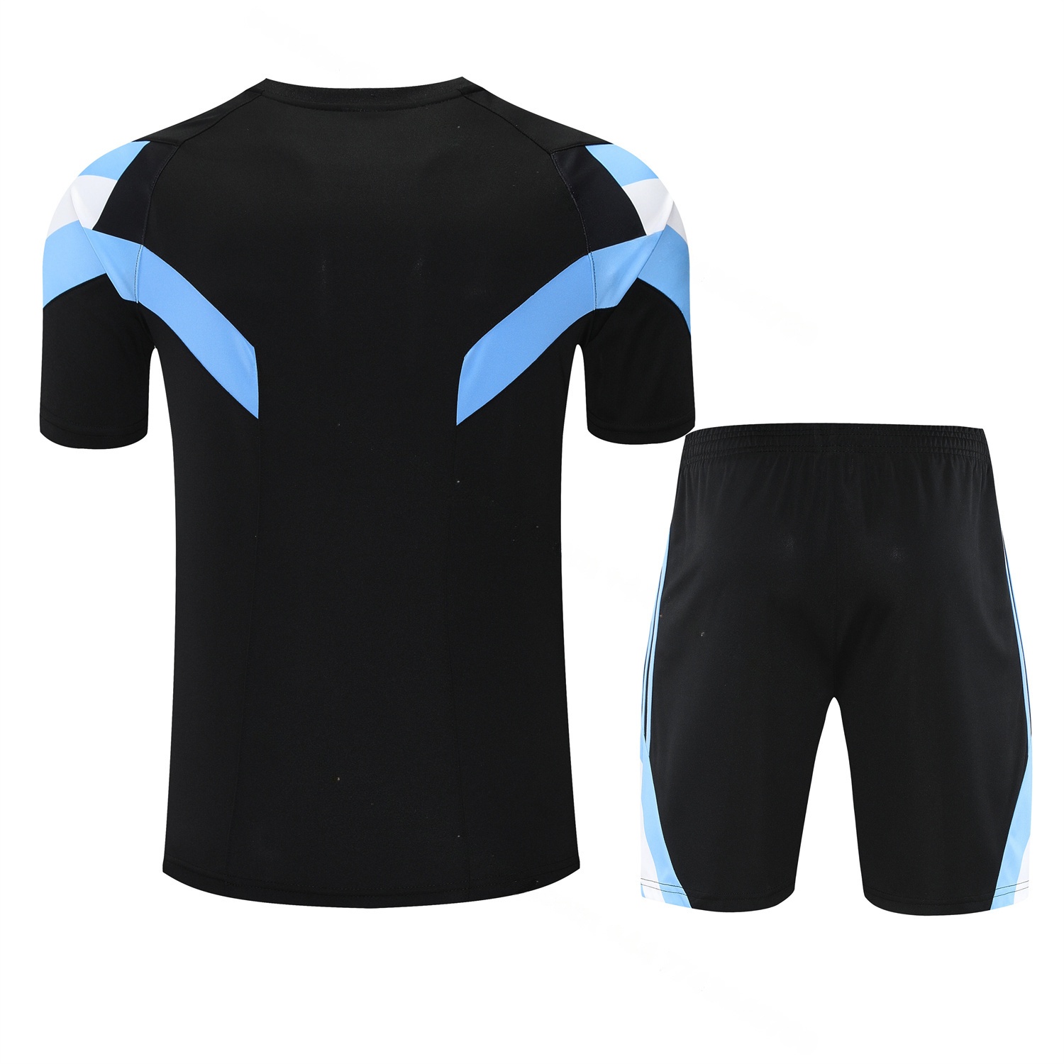 Argentina 25-26 Short-Sleeve Training Set - Blue Stripes Black Top & Black Shorts - UnitedFutballJersey