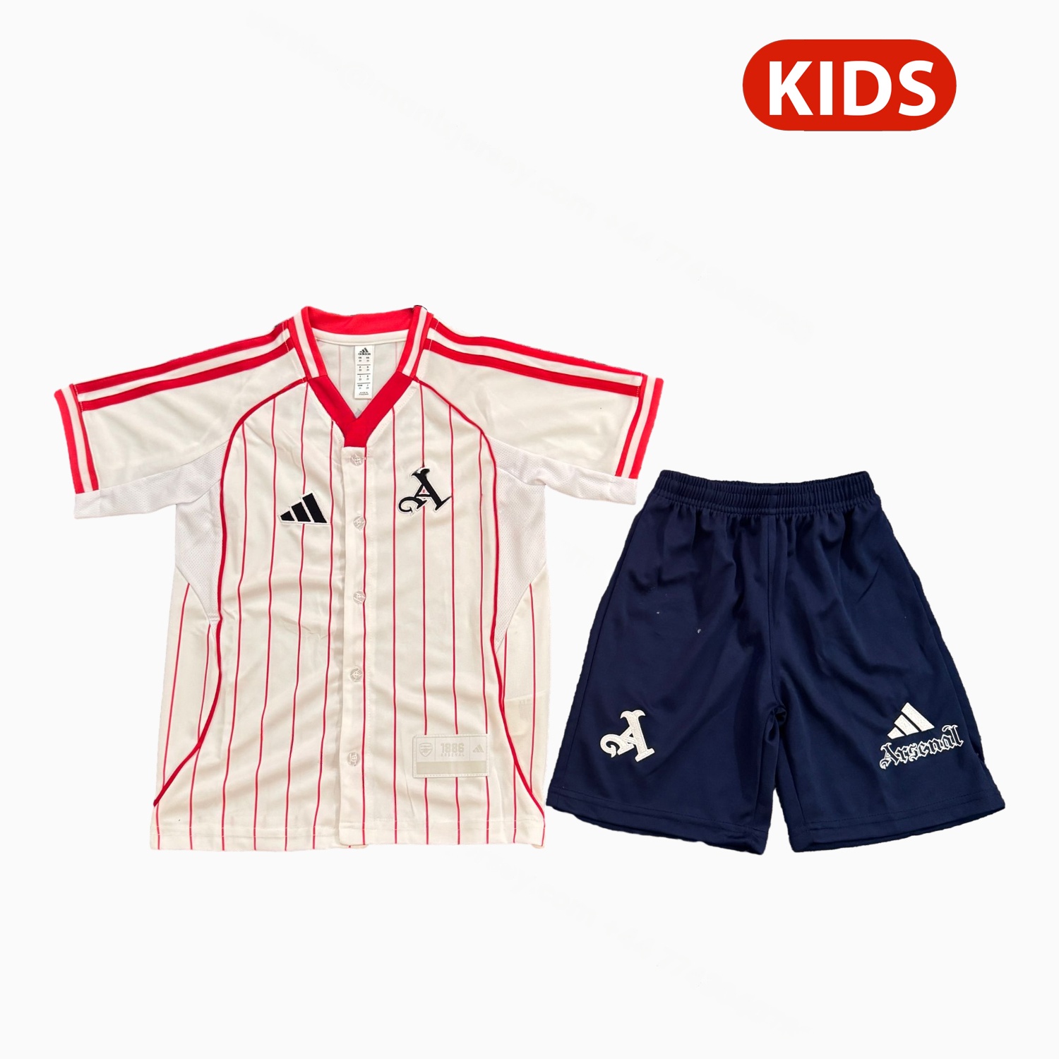 Arsenal 25-26 White Baseball Kids Kit - Player Version - UnitedFutballJersey