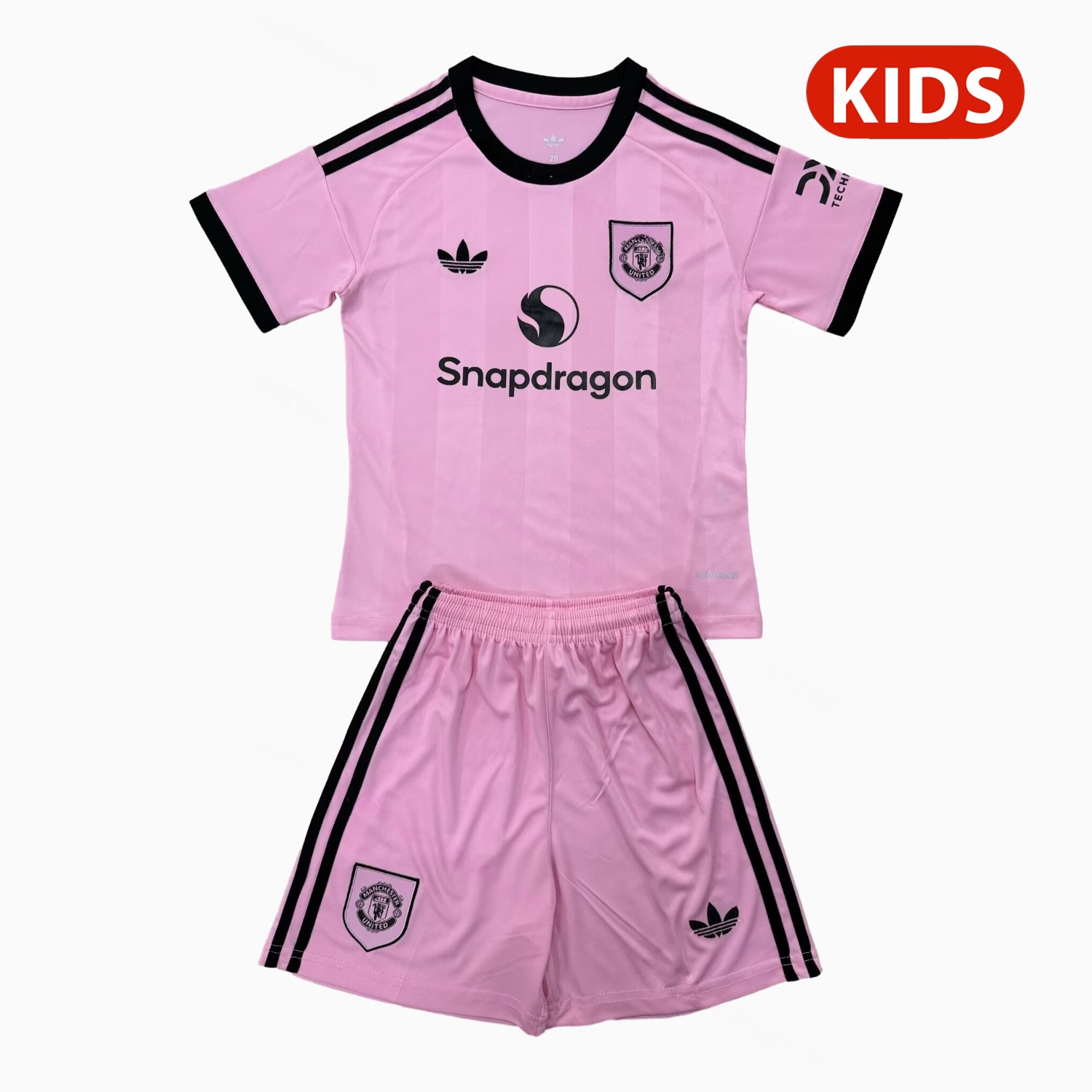 Manchester United 25-26 Light Pink Goalkeeper Kids Kit - UnitedFutballJersey