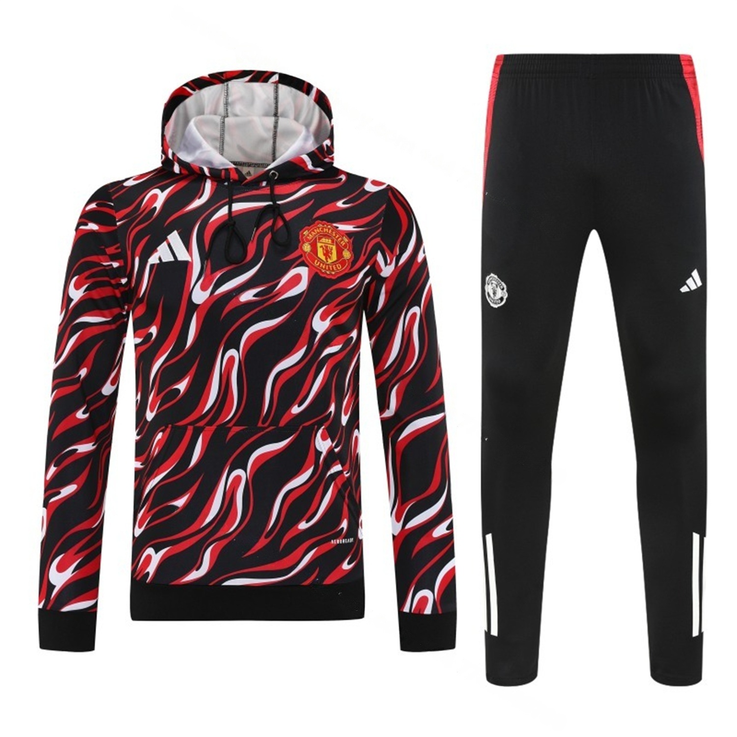 Manchester United 25-26 Traning Hoodie Set - Flowing Red Hoodie With Black Pants - UnitedFutballJersey