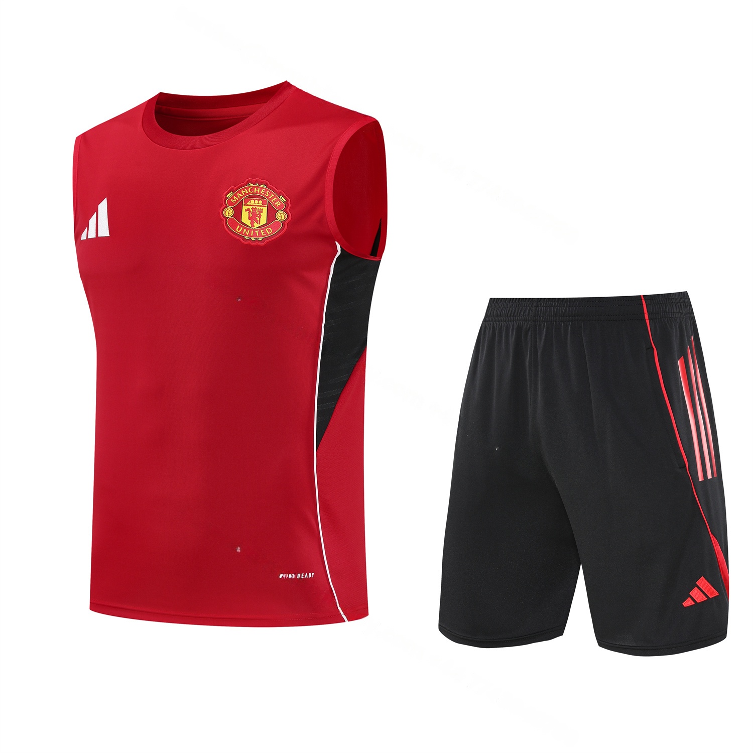Manchester United 25-26 Vest Training Set - Pure Red Vest & Black Shorts - UnitedFutballJersey