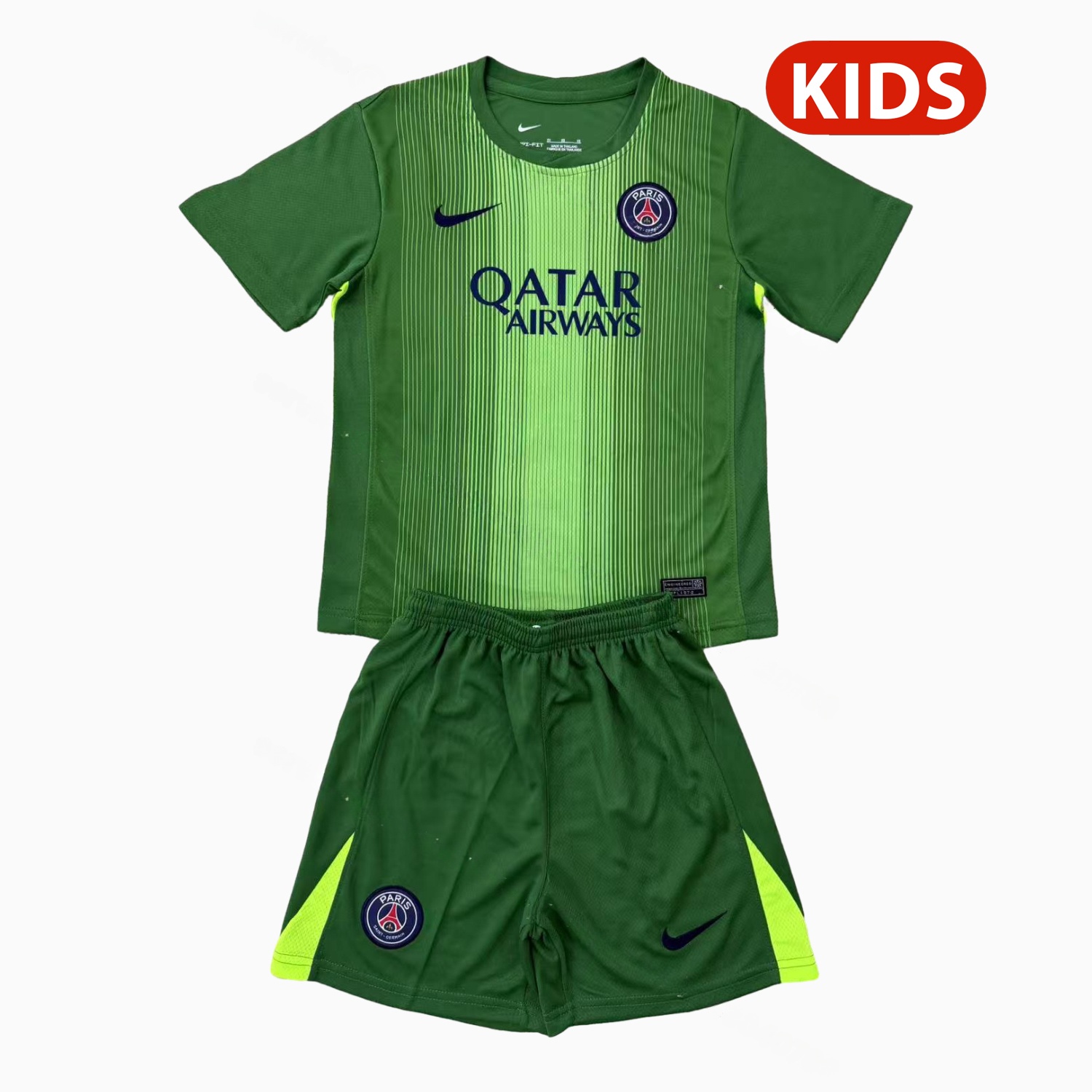 Paris Saint-Germain PSG 25-26 Green Goalkeeper Kids Kit - UnitedFutballJersey