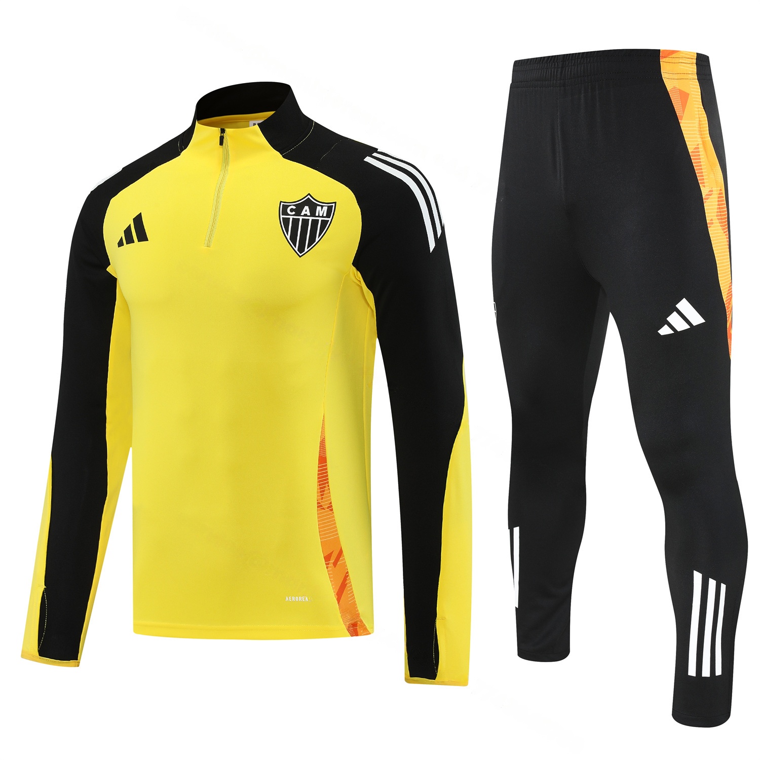 Atletico Mineiro 25-26 Long Sleeve Training Set - Yellow Top & Black Pants - UnitedFutballJersey