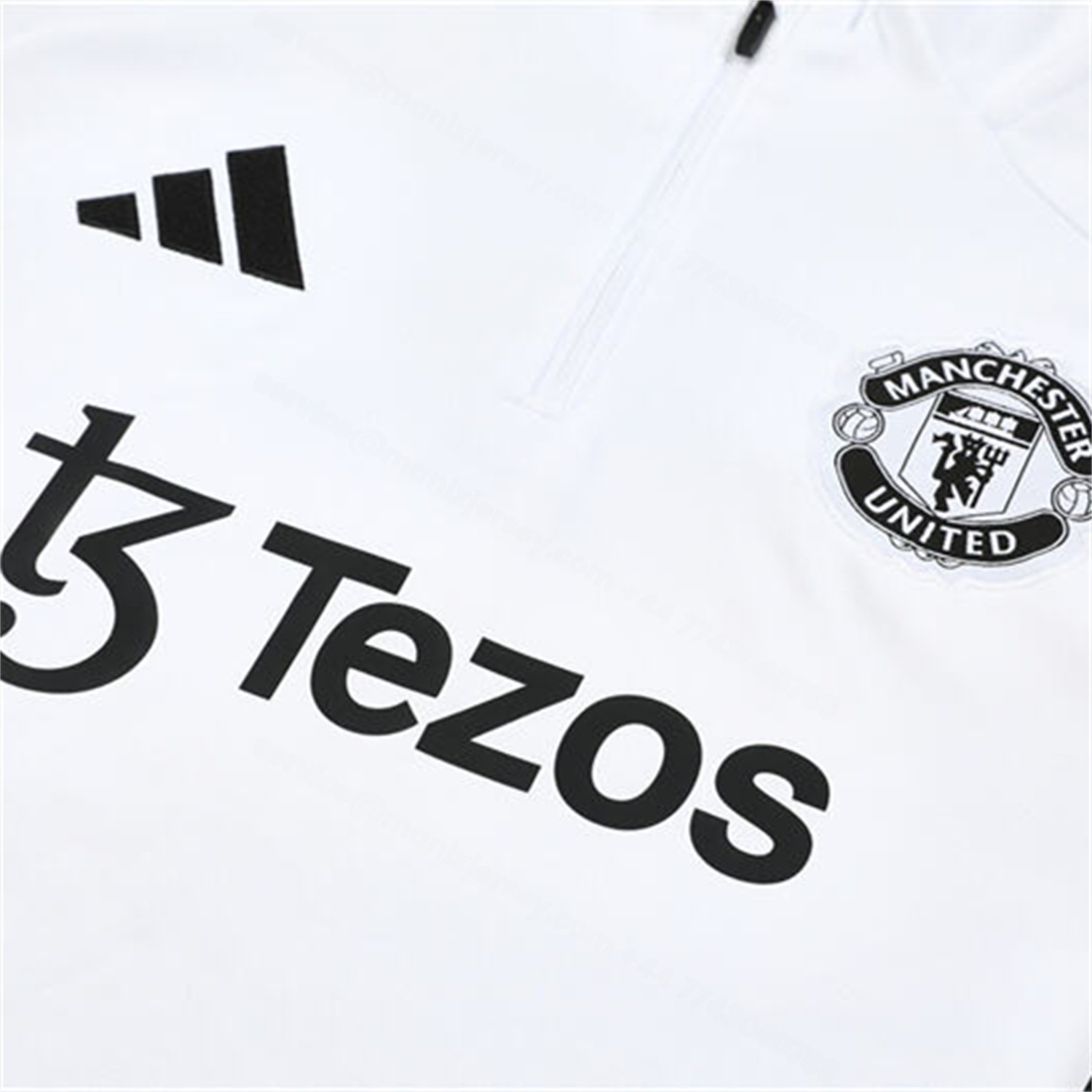 Manchester United 25-26 Long Sleeve Training Set - White Top & Black Pants - UnitedFutballJersey
