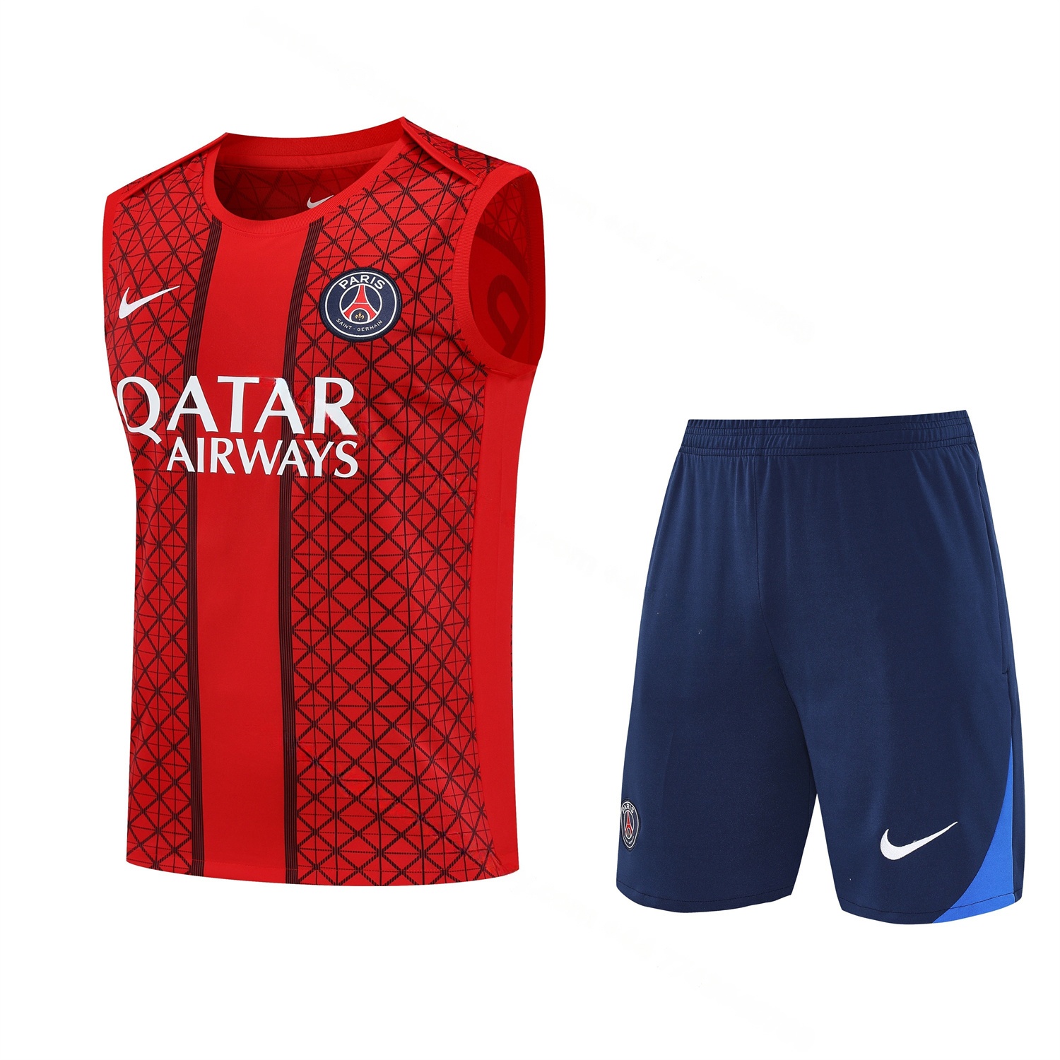 Paris Saint-Germain PSG 25-26 Vest Training Set - Red Vest & Deep Blue Shorts - UnitedFutballJersey