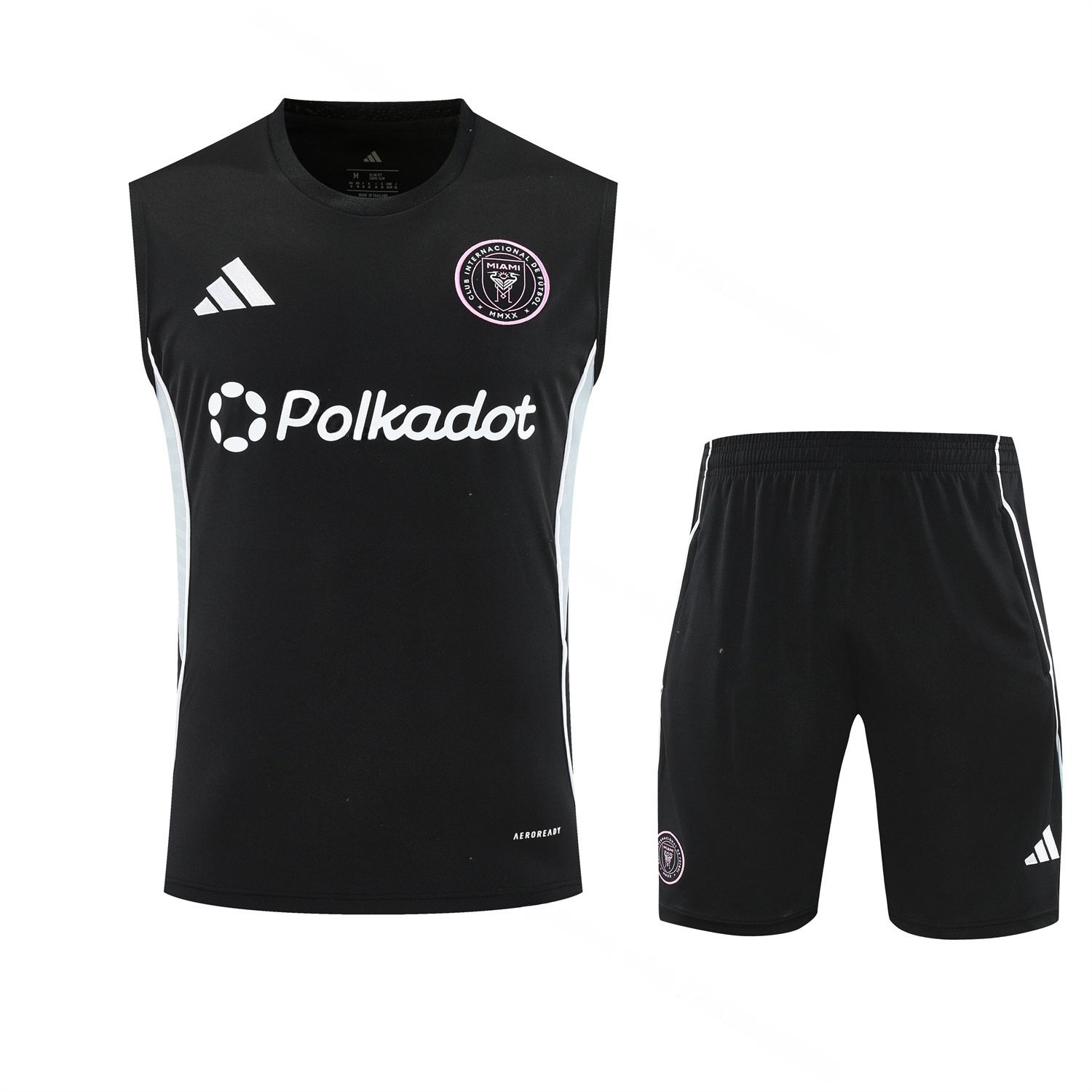 INT M.A.M 25-26 Vest Training Set - Black And Light Grey Vest & Black Shorts - UnitedFutballJersey