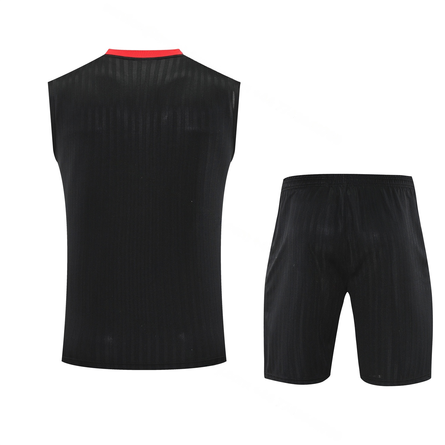 Manchester United 25-26 Vest Training Set - Red Retro Logo Black Vest & Black Shorts - UnitedFutballJersey